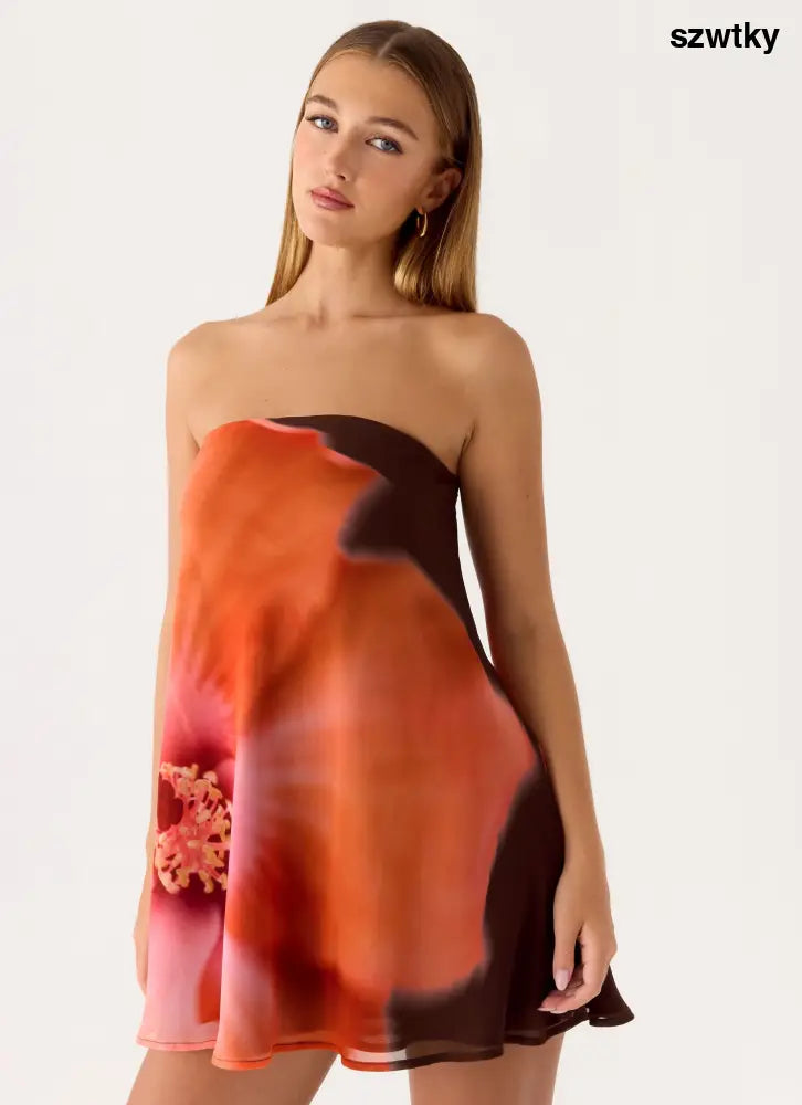 Marcita Mini Dress - Chocolate Blossom - Mini Dresses