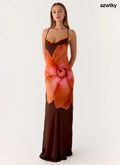 Night Drive Maxi Dress - Chocolate Blossom - Maxi Dresses