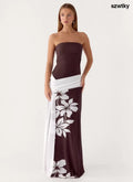 Palomar Strapless Maxi Dress - Chocolate Tropic Floral - Maxi Dresses
