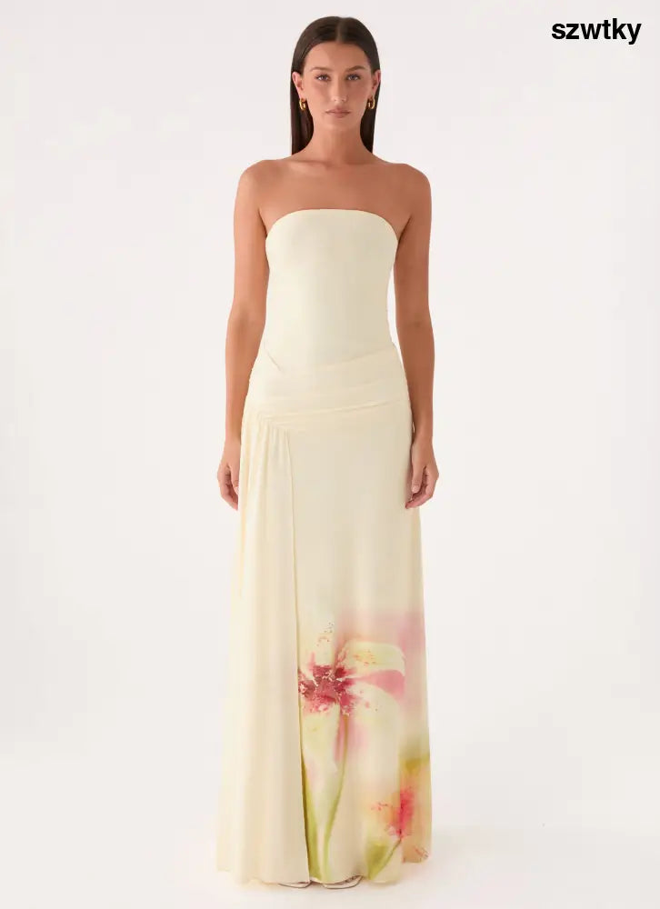 Palomar Strapless Maxi Dress - Soft Lily - Maxi Dresses