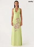 Quaresma Embellished Maxi Dress - Lime - Maxi Dresses