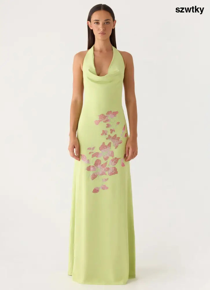 Quaresma Embellished Maxi Dress - Lime - Maxi Dresses