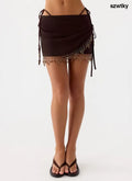 Sahana Beaded Mini Skirt - Chocolate - Mini Skirts
