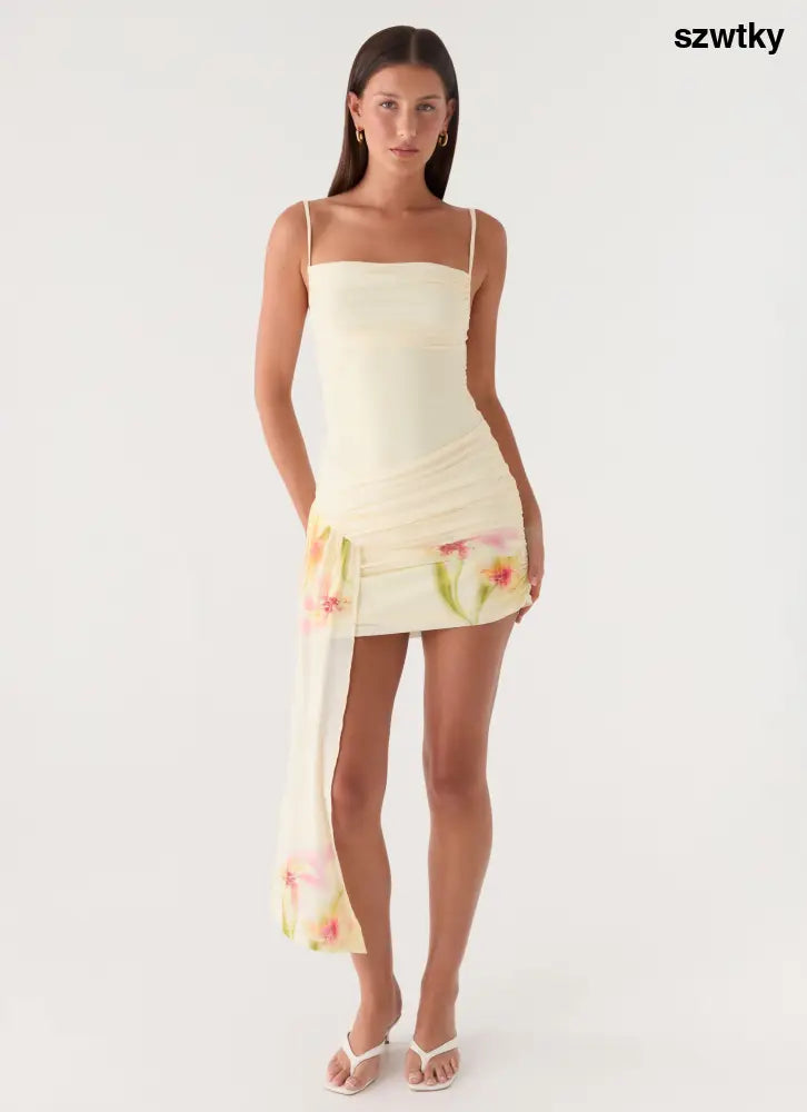 Syna Sash Mini Dress - Soft Lily - Mini Dresses